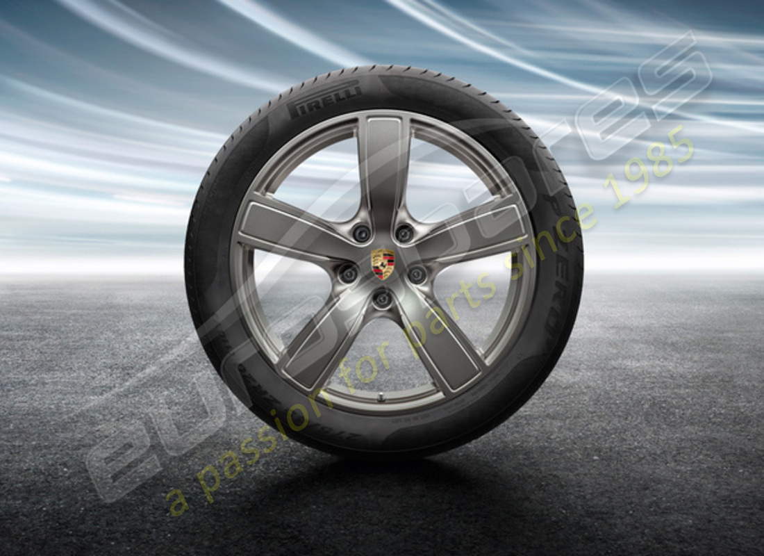nouvel ensemble de roues et pneus d'été cayenne sport classic porsche 20 pouces - confort - peint en platine (satiné brillant). numéro de pièce 9y0044640e (1)