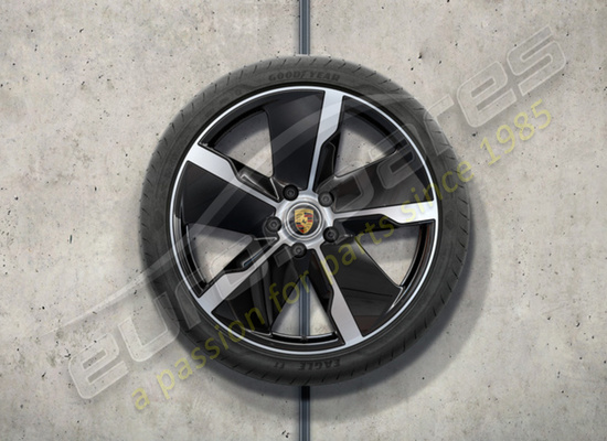 nouveau porsche 21 ensemble de roues et pneus d'été au design exclusif de pouces - peints en noir (haute brillance) numéro de pièce 9j1073660r