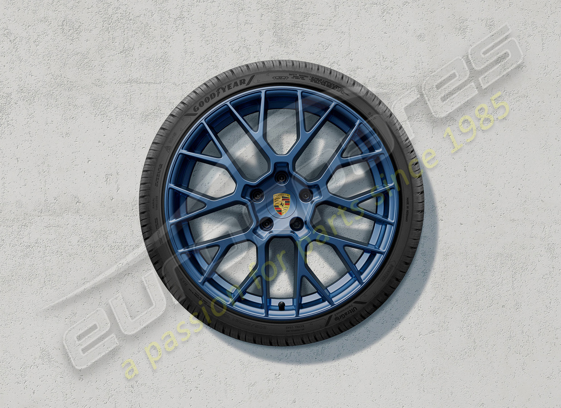 ensemble de roues et de pneus d'hiver rs spyder design neuf porsche 20/21-inch, peint en bleu indigo. numéro de pièce 992044631g (1)