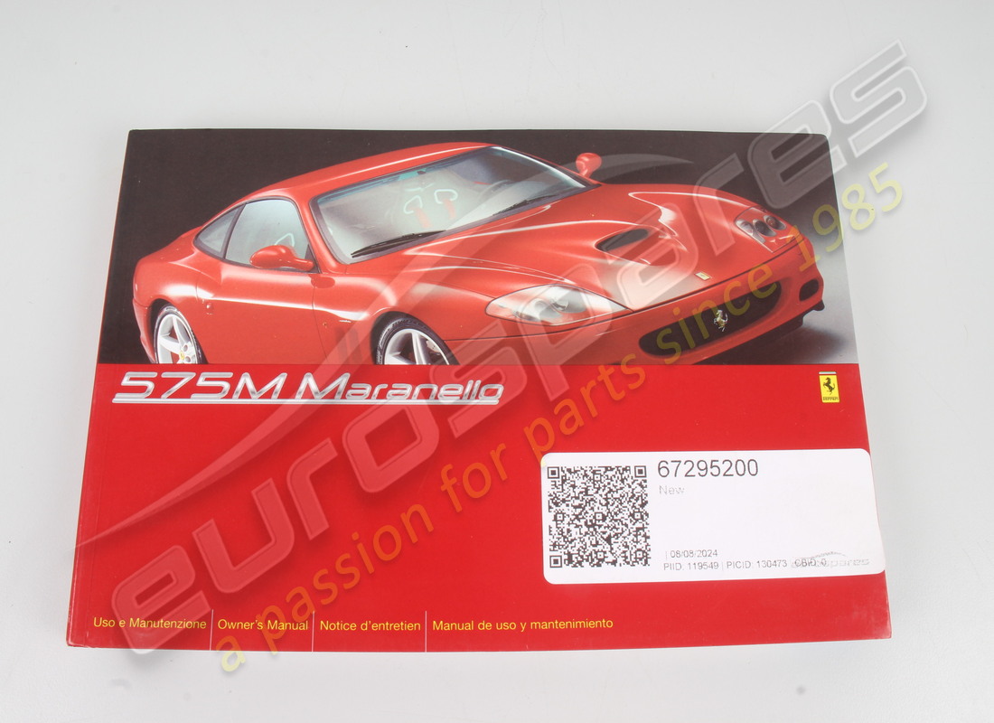 nouveau manuel du propriétaire ferrari. numéro de pièce 67295200 (1)