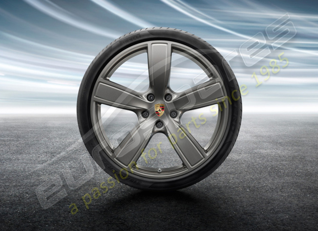 jantes et pneus été neuf porsche 22 pouces sport classique - peints en platine (satin brillant). numéro de pièce 9y0044661q (1)
