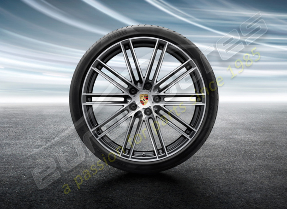 nouvel ensemble de roues et pneus d'été de conception turbo de porsche 22 pouces 911. numéro de pièce 9y0044640m (1)