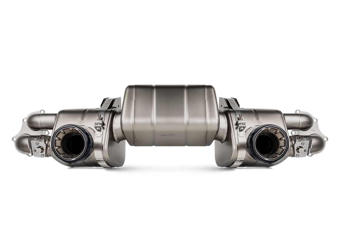 nouveau akrapovic porsche 718 cayman gt4 / gts 4.0 / spyder / boxster gts 4.0 | ligne de course à enfiler (titane). référence spoti181 (1)