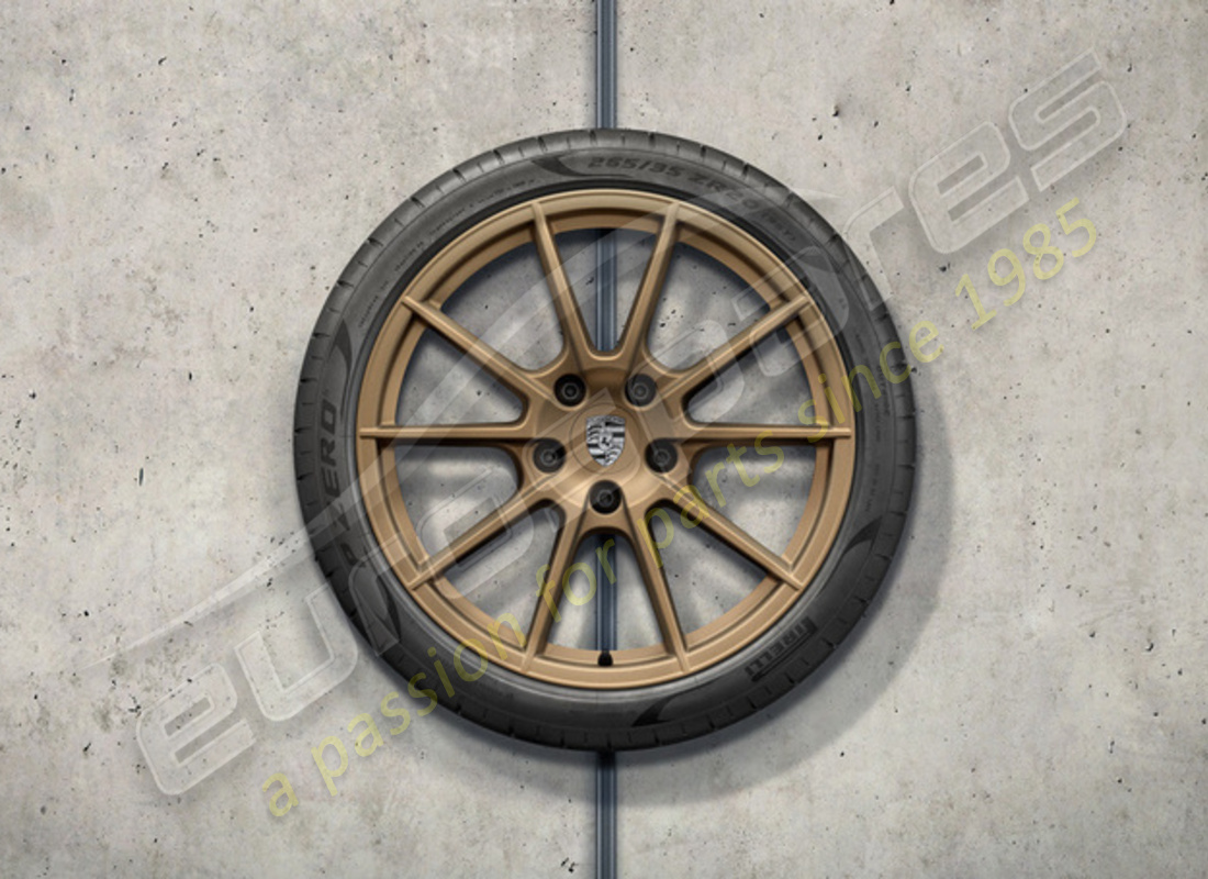 nouveau ensemble de roues et de pneus sport été porsche 20-inch 718, peints en aurum (brillant satiné) - design 10-spoke. numéro de pièce 98204460216 (1)