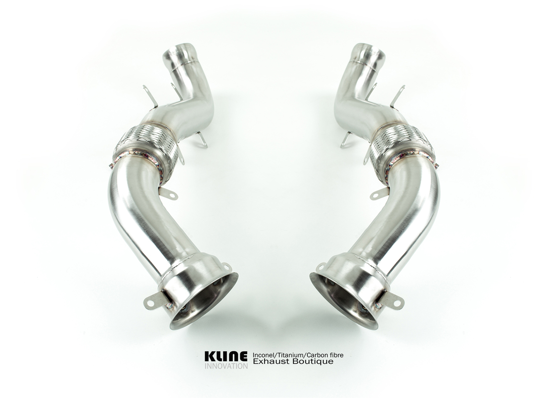 nouveau kline innovation mclaren mp4-12c ensemble de tuyaux pour chat decat - inconel. numéro de pièce klmc12cdecatcsinc (1)