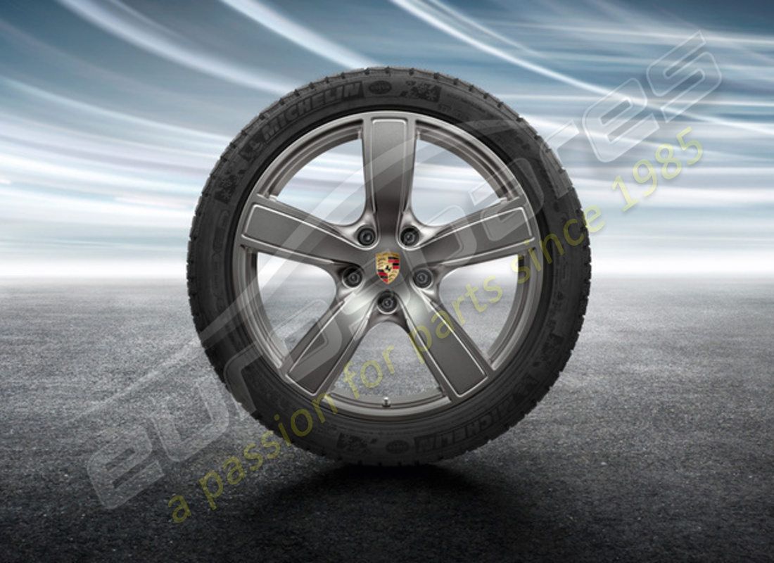 nouveau ensemble de roues et pneus d'hiver cayenne sport classic porsche 20 pouces - confort - peint en platine (satiné brillant). numéro de pièce 9y0044630e (1)