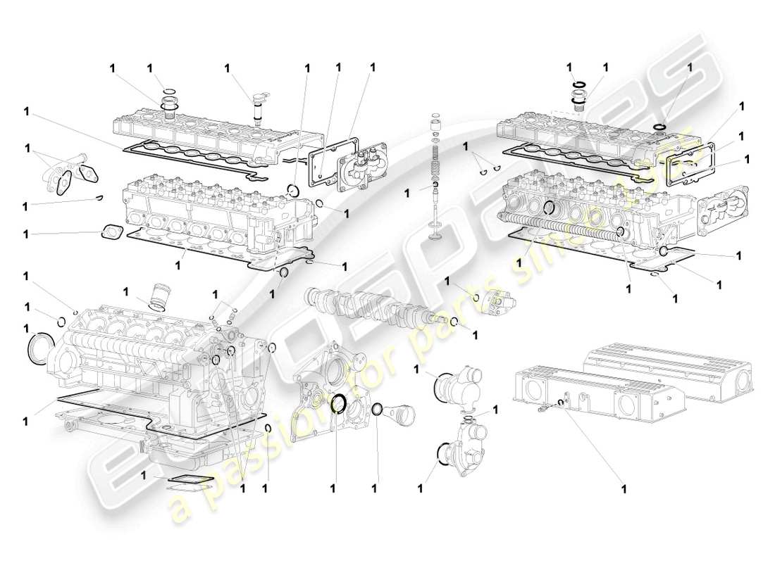 lamborghini murcielago coupe (2003) jeu de joints pour moteur schéma des pièces